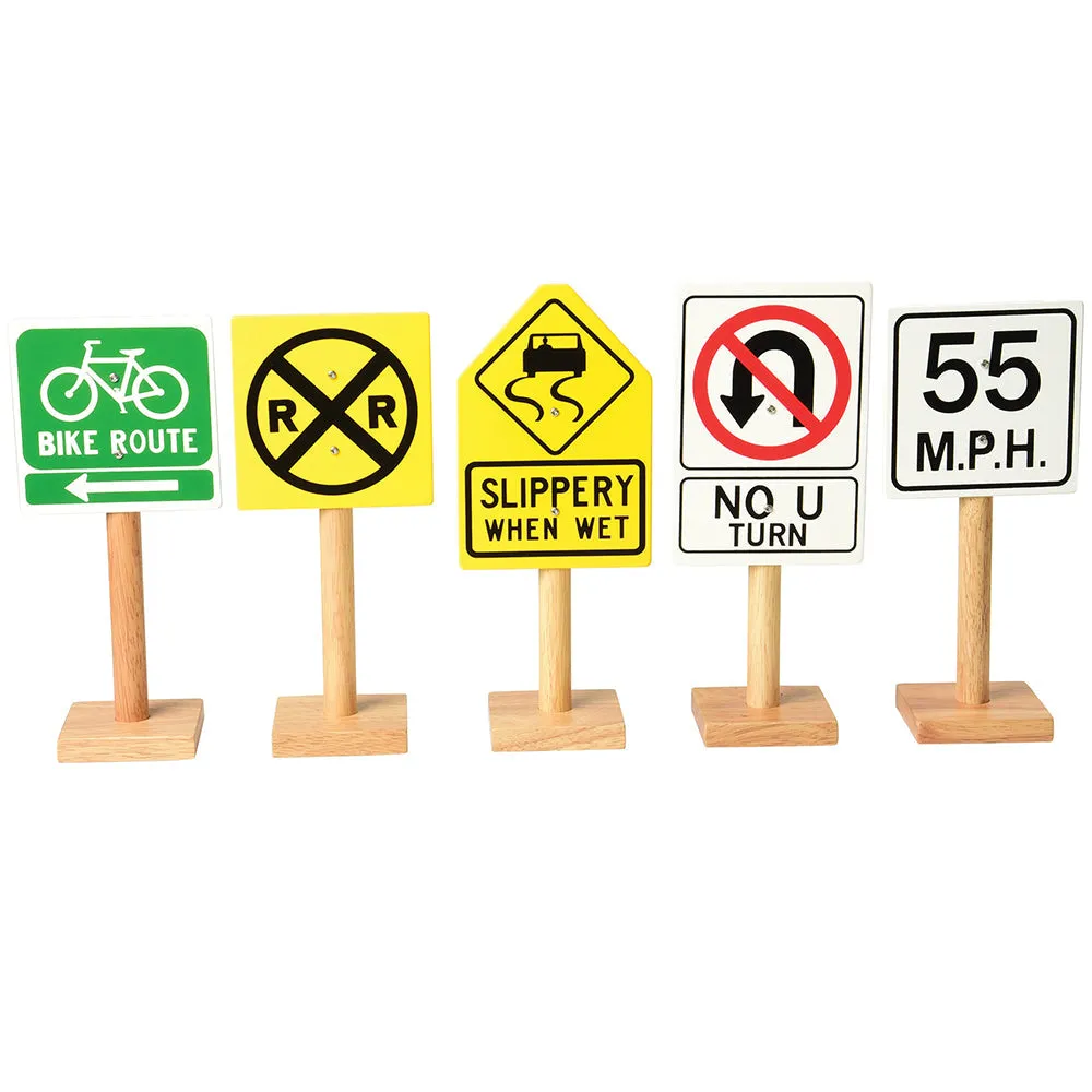 12-Piece Large Wooden International Traffic Sign Set