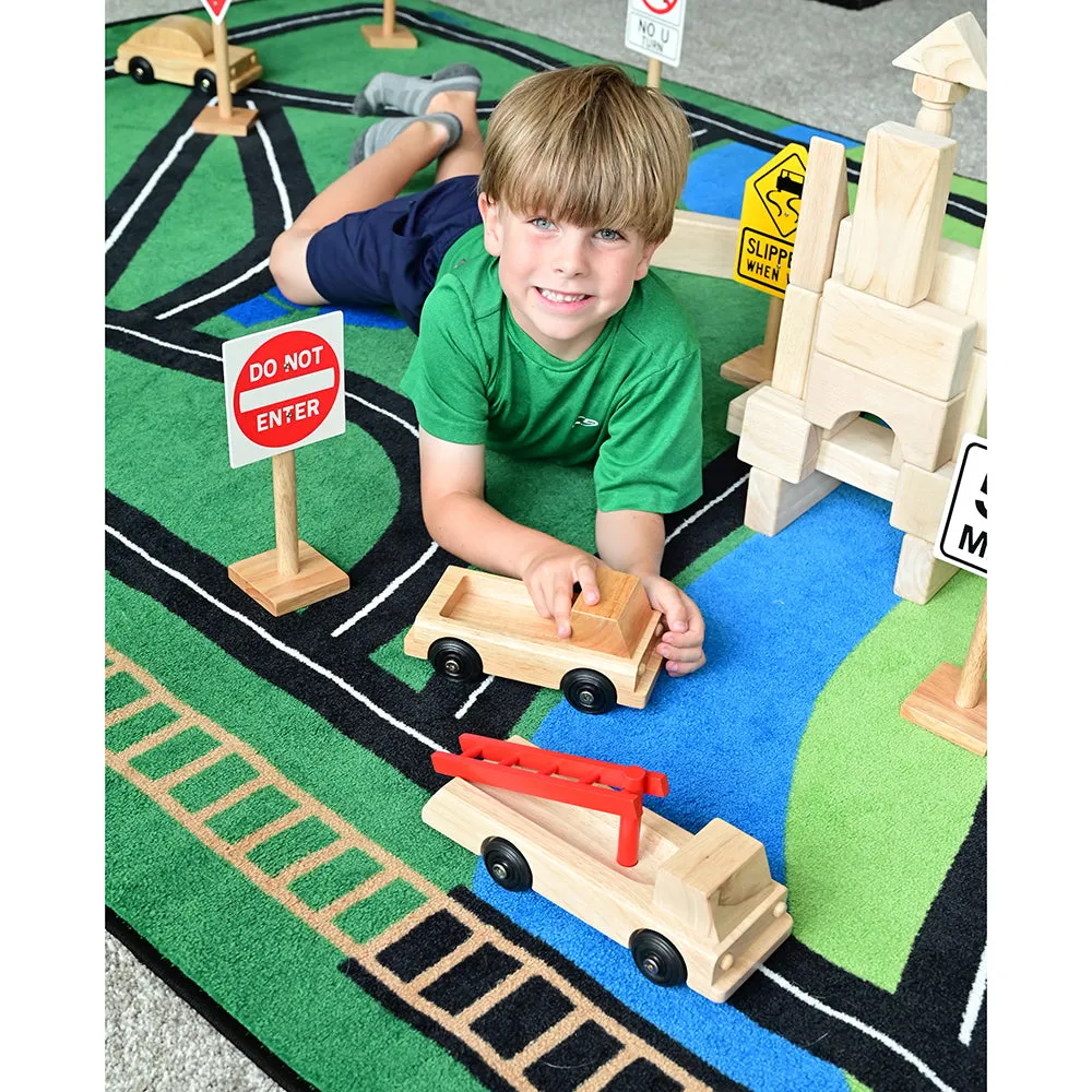 12-Piece Large Wooden International Traffic Sign Set