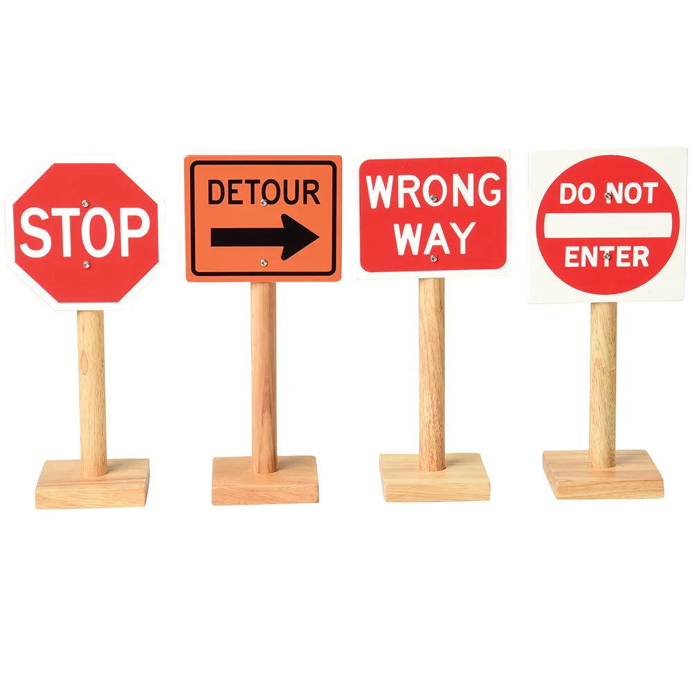 12-Piece Large Wooden International Traffic Sign Set