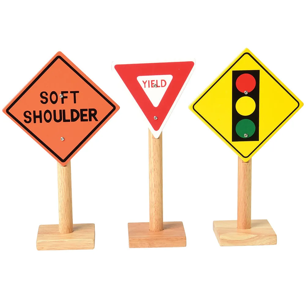 12-Piece Large Wooden International Traffic Sign Set