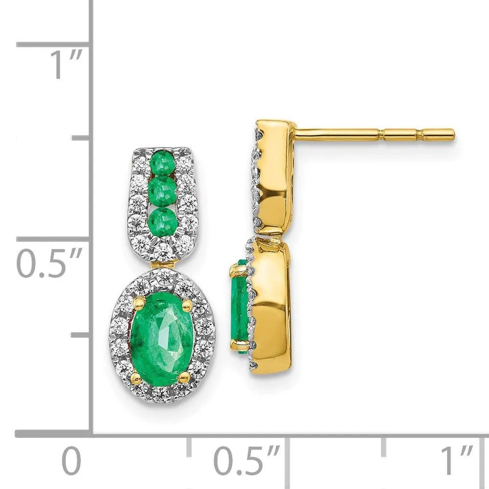 14k 1/3Ct Diamond & Emerald Earrings