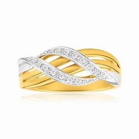 9ct Yellow Gold & White Gold Diamond Ring