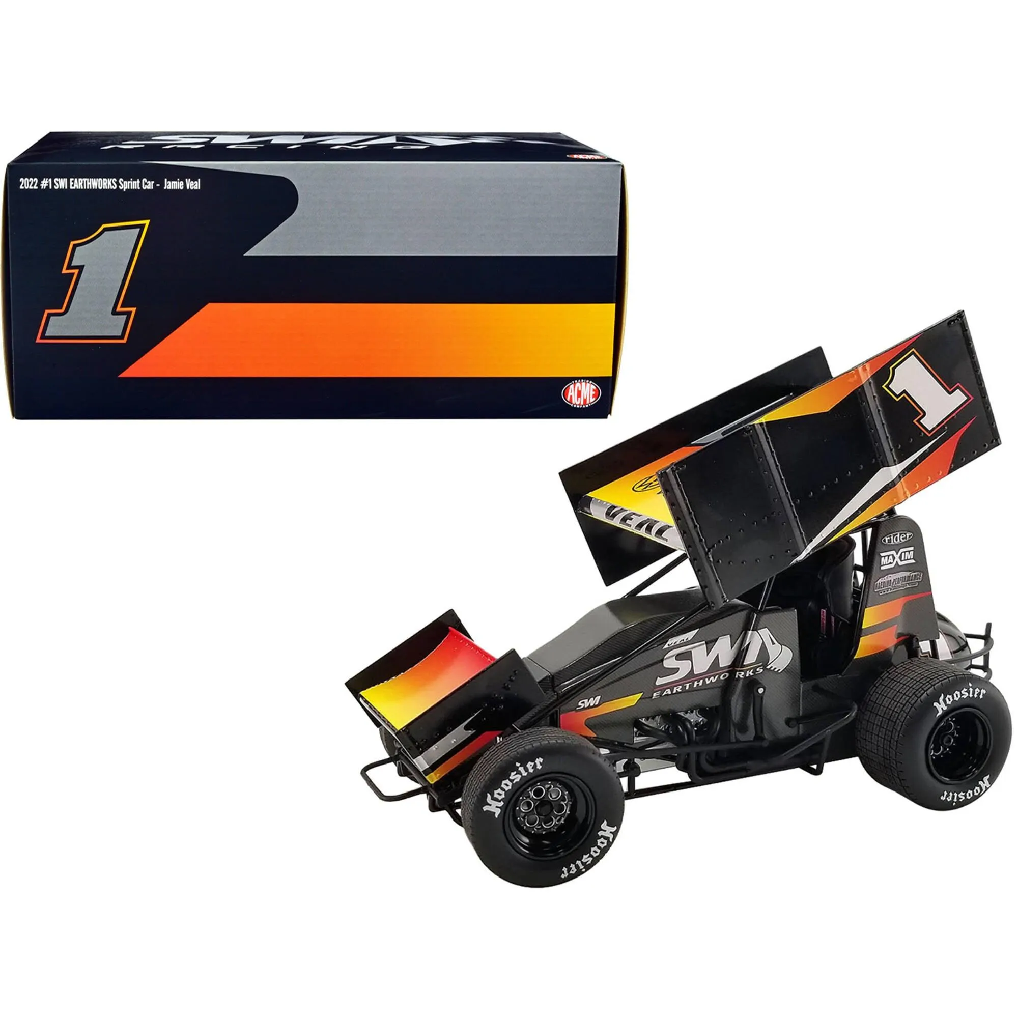 ACME 1/18 Diecast Model Car Winged Sprint Car #1 Jamie Veal SWI Earthworks