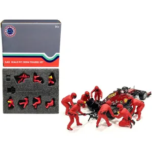 American Diorama 7 Figurine Set - F1 Pit Crew Team Red Release II for 1/43 Models