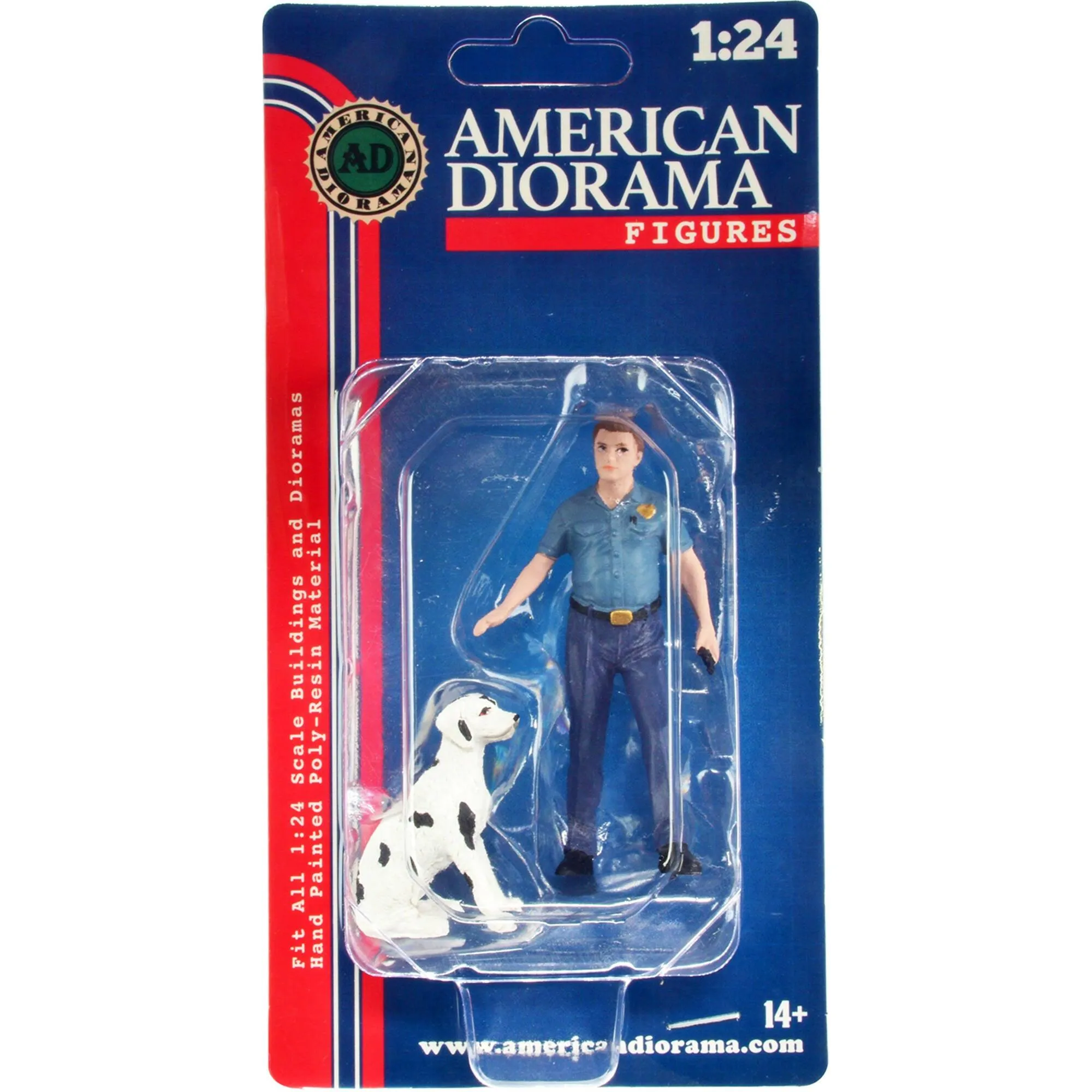 American Diorama Figures - Firefighters Fire Trainer and Dog for 1/24 Scale Models