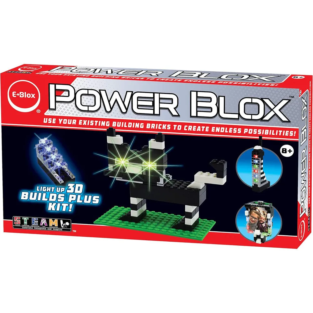 E-Blox Power Blox Build Your Own Glowing Cat Sculpture - 3D Light-Up Creative Kit for Kids 8 