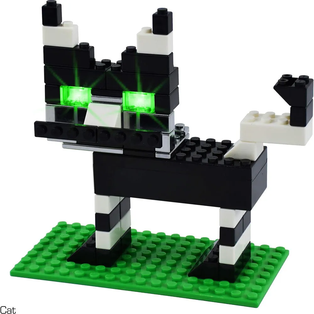 E-Blox Power Blox Build Your Own Glowing Cat Sculpture - 3D Light-Up Creative Kit for Kids 8 