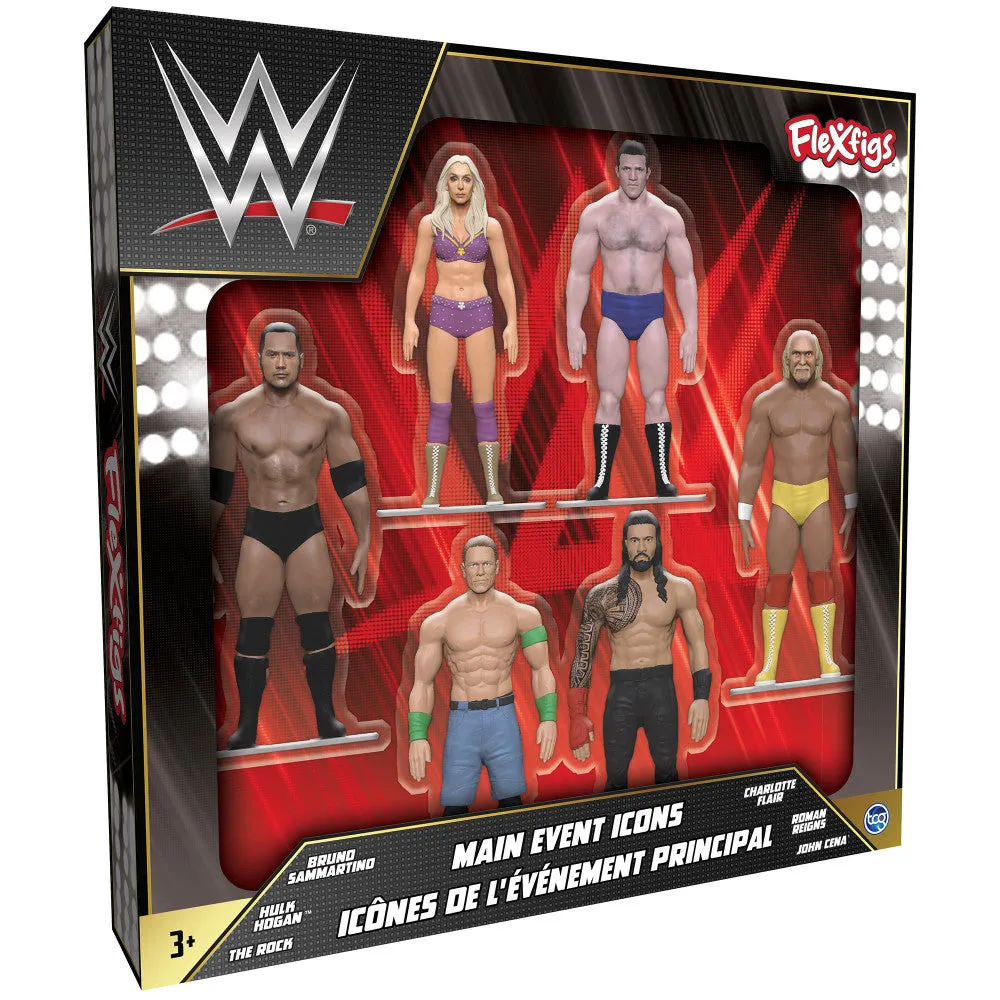 FleXfigs WWE Icons Deluxe Action Figures Pack - 6 Iconic Wrestlers