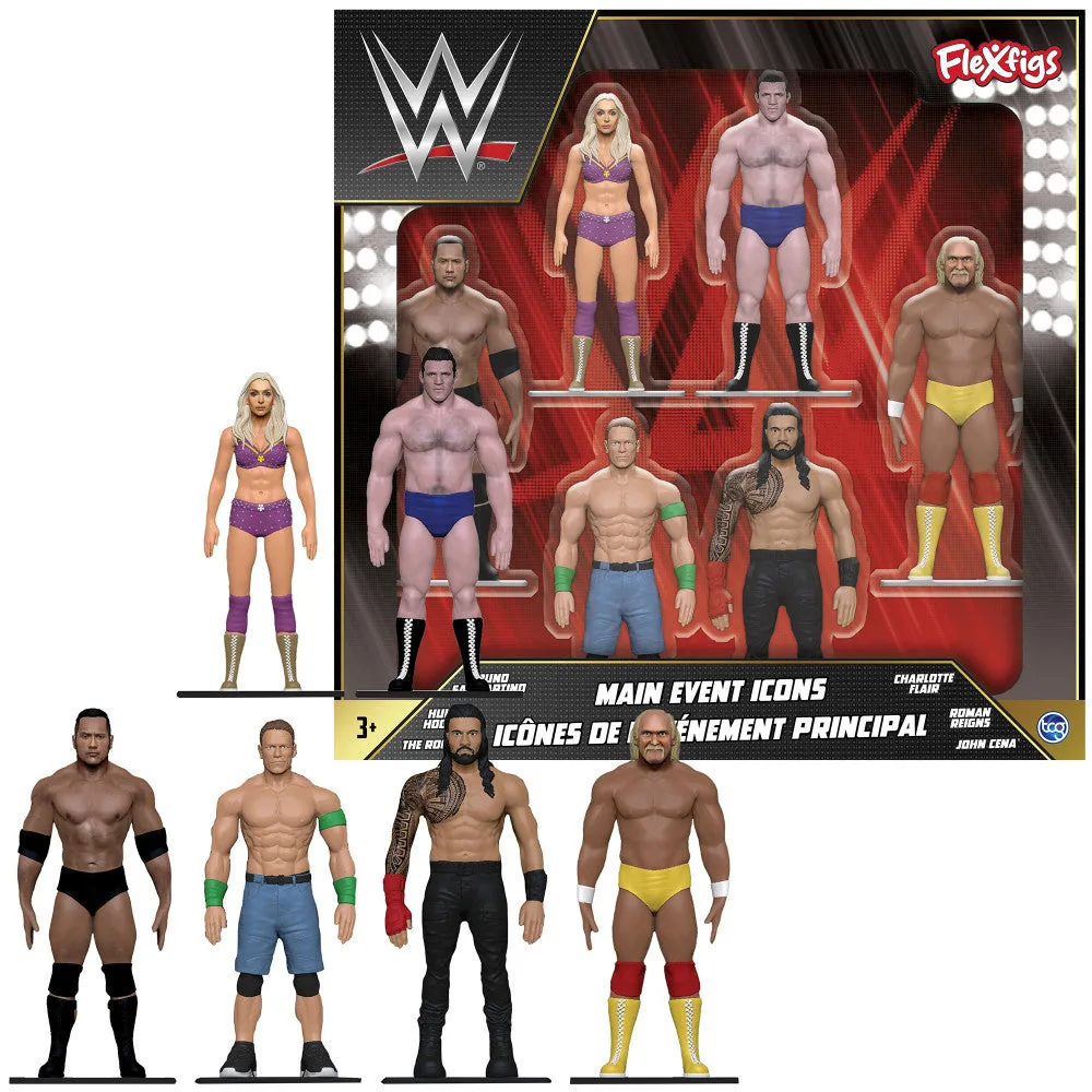 FleXfigs WWE Icons Deluxe Action Figures Pack - 6 Iconic Wrestlers
