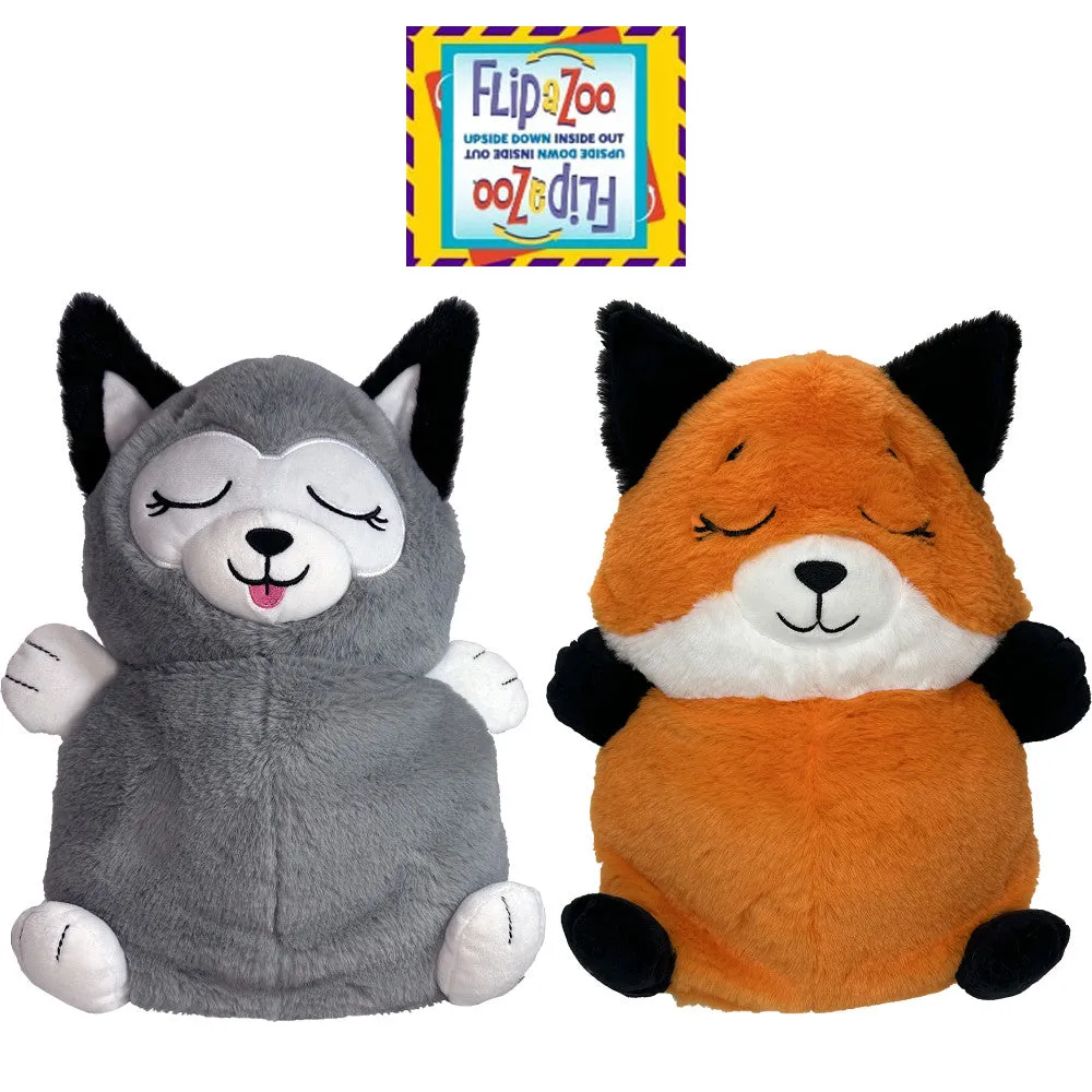 FlipaZoo 2-In-1 Plush Fox to Husky - Snuggly Transforming Animal Pillow