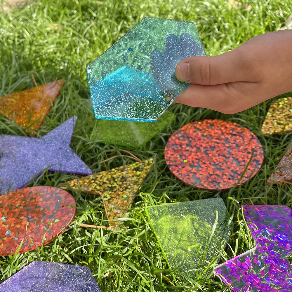 Glitter Panels 21-Piece Set | Acrylic Color and Shape Exploration for Sensory Play