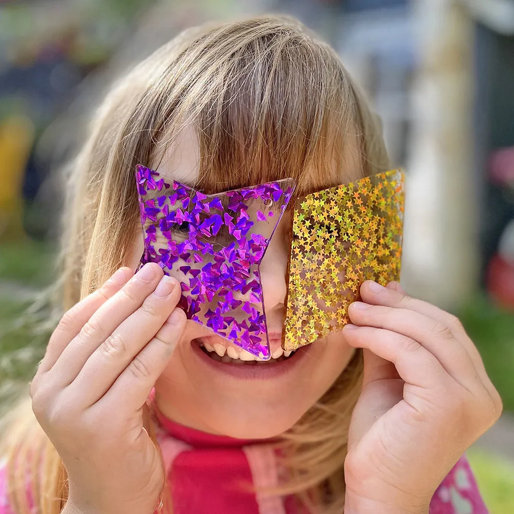 Glitter Panels 21-Piece Set | Acrylic Color and Shape Exploration for Sensory Play