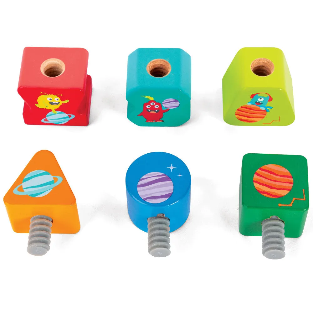 Hape Monster Buddies Wooden Building Blocks Set - 3 Colorful Characters