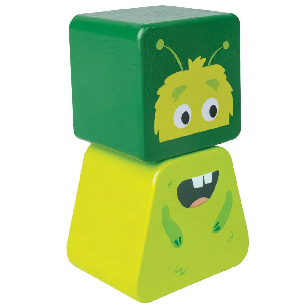 Hape Monster Buddies Wooden Building Blocks Set - 3 Colorful Characters