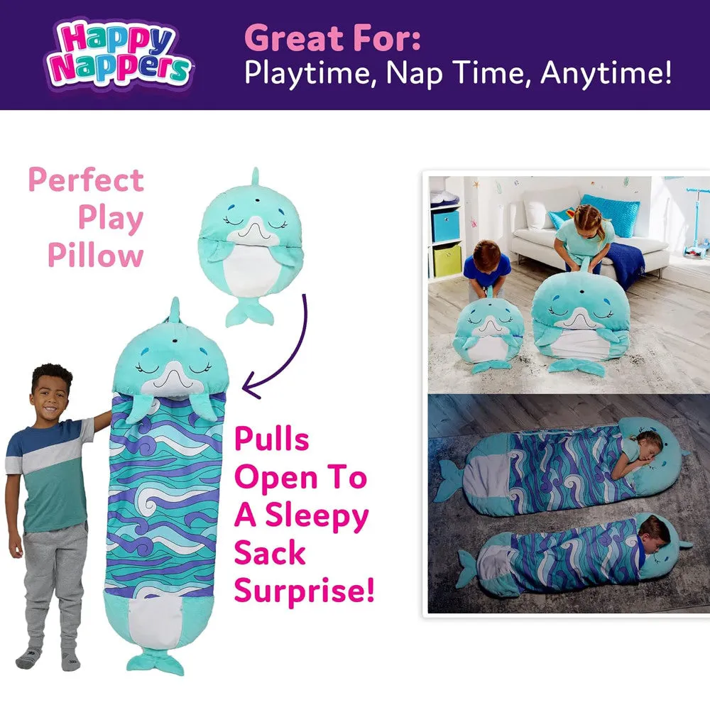 Happy Nappers Dolphin Disco 54 inch Plush Pillow & Sleepy Sack - Medium