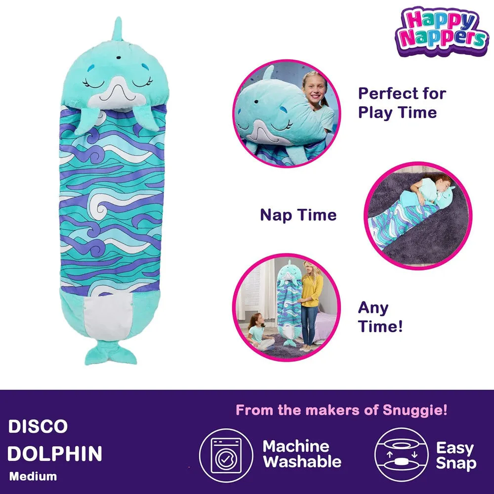 Happy Nappers Dolphin Disco 54 inch Plush Pillow & Sleepy Sack - Medium