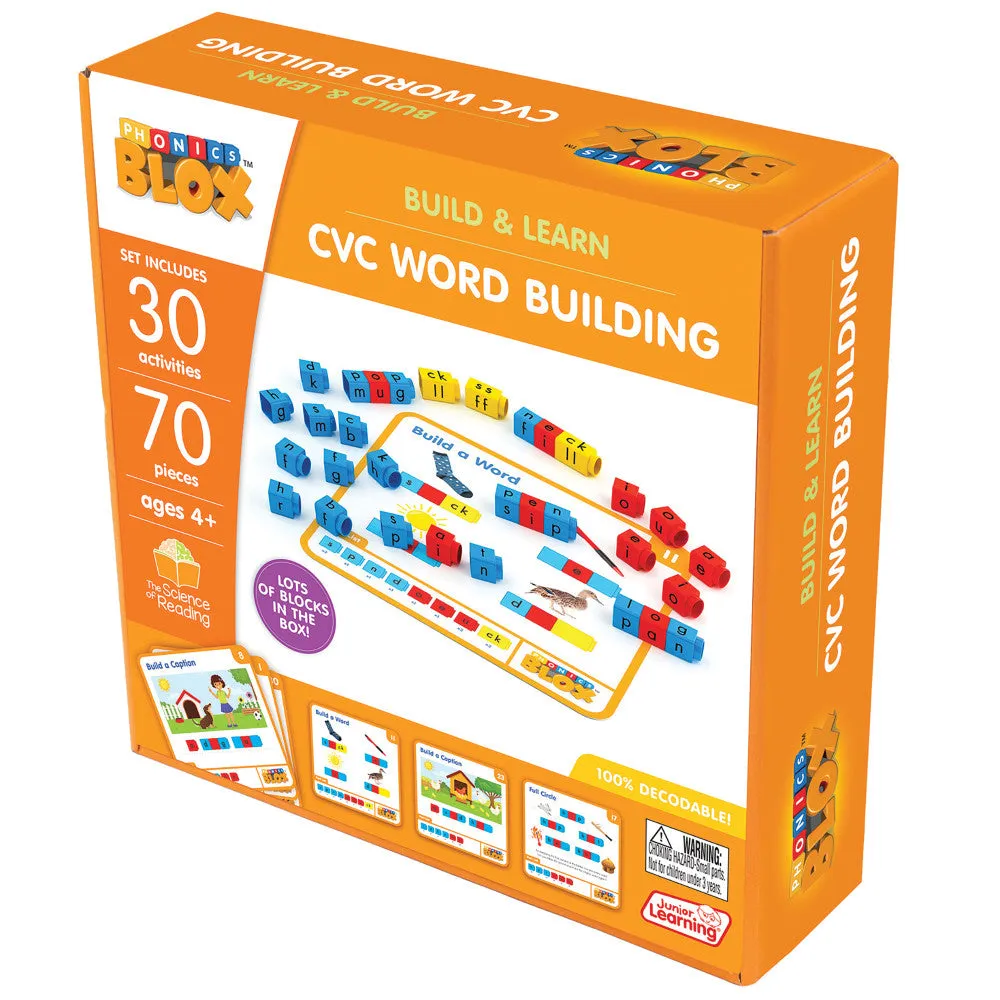 Junior Learning Rainbow Phonics Blox - CVC Word Building - Phase 2 for Kids 4 