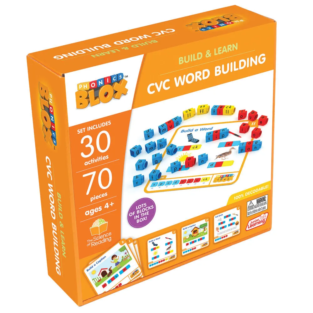 Junior Learning Rainbow Phonics Blox - CVC Word Building - Phase 2 for Kids 4 