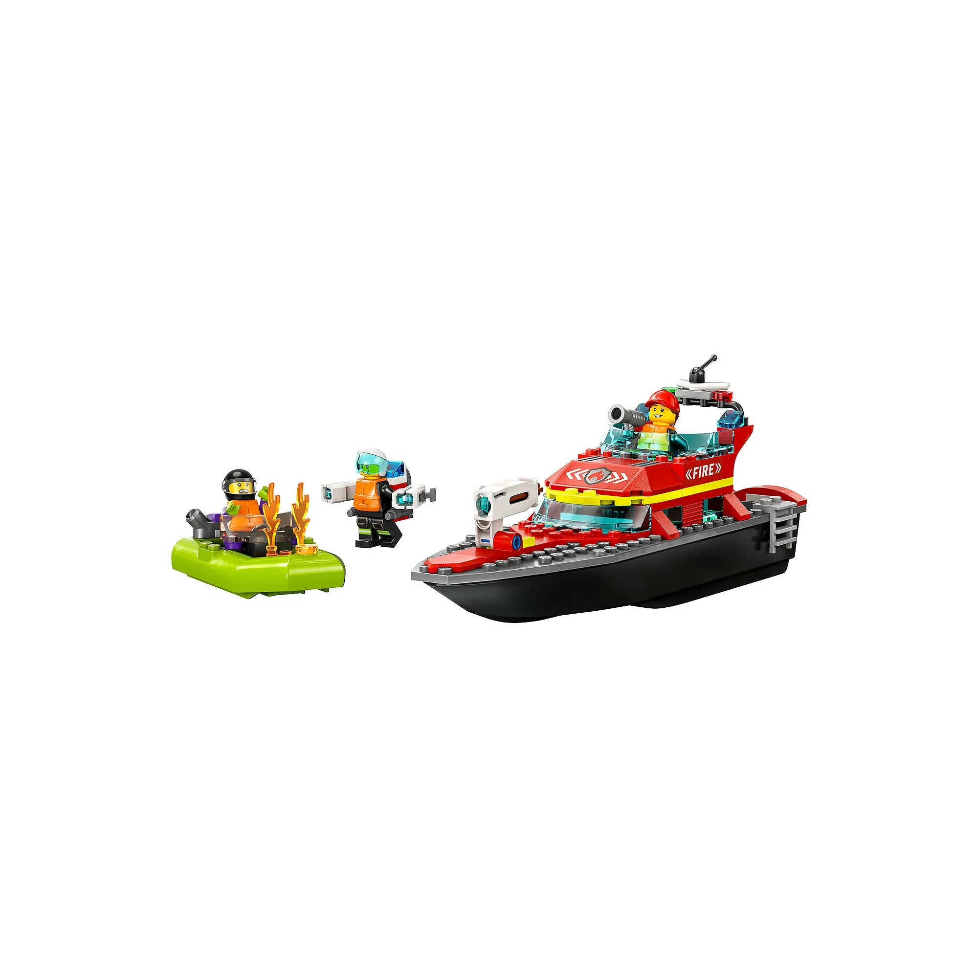 LEGO 6425835 City Fire Rescue Boat 60373 Toy Boat that Floats on Water for Imagination Play, Building Toy