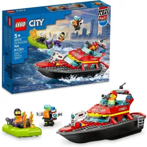 LEGO 6425835 City Fire Rescue Boat 60373 Toy Boat that Floats on Water for Imagination Play, Building Toy