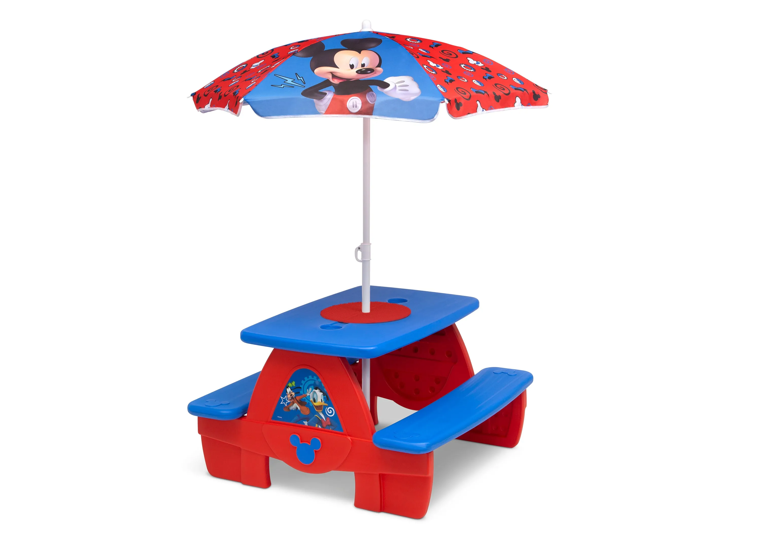 Mickey Mouse 4 Seat Activity Picnic Table with Umbrella and LEGO Compatible Tabletop
