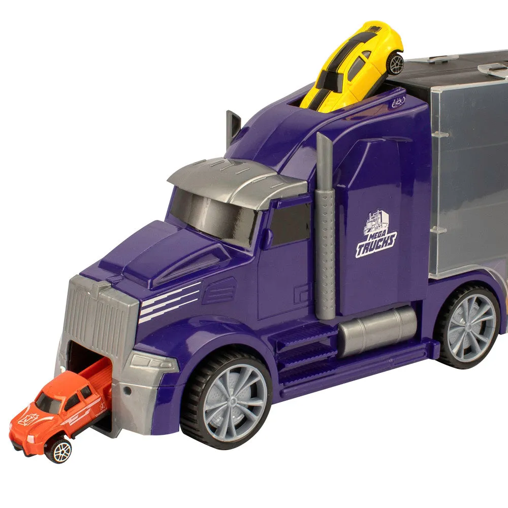 Mighty Motors Blue Heavy Hauler Truck Carry Case with Die-Cast Vehicles