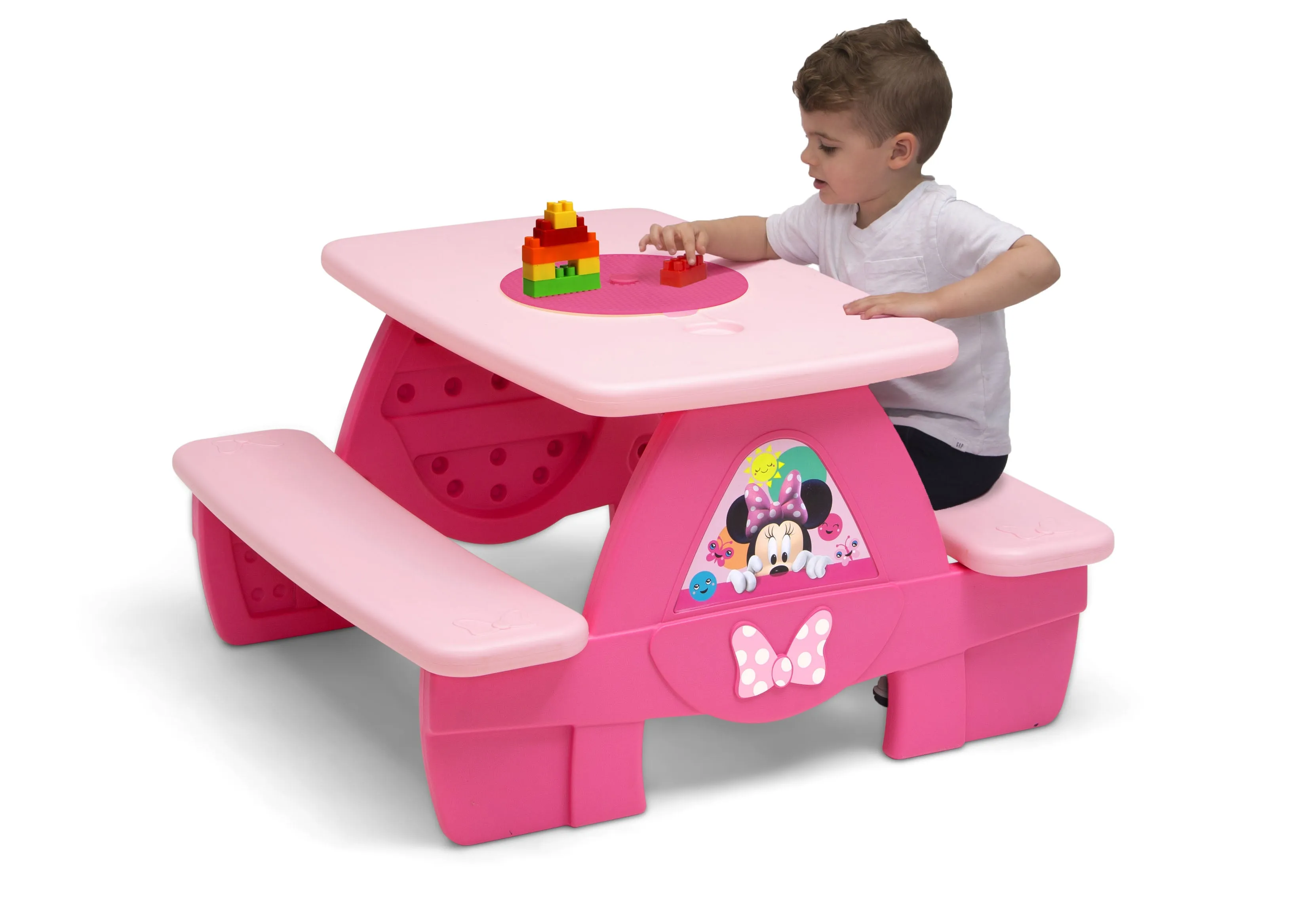 Minnie Mouse 4 Seat Activity Picnic Table with LEGO Compatible Tabletop