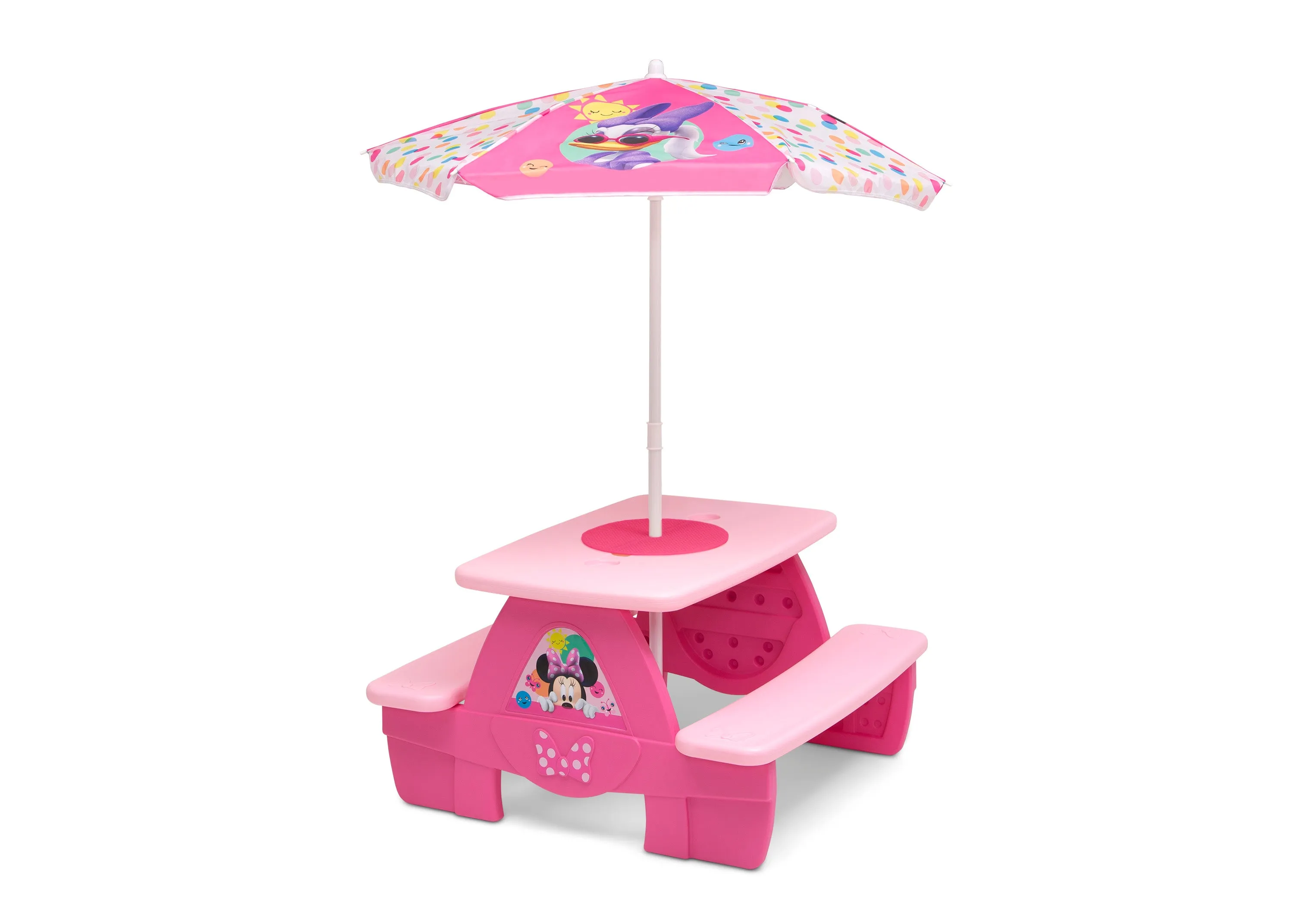 Minnie Mouse 4 Seat Activity Picnic Table with Umbrella and LEGO Compatible Tabletop