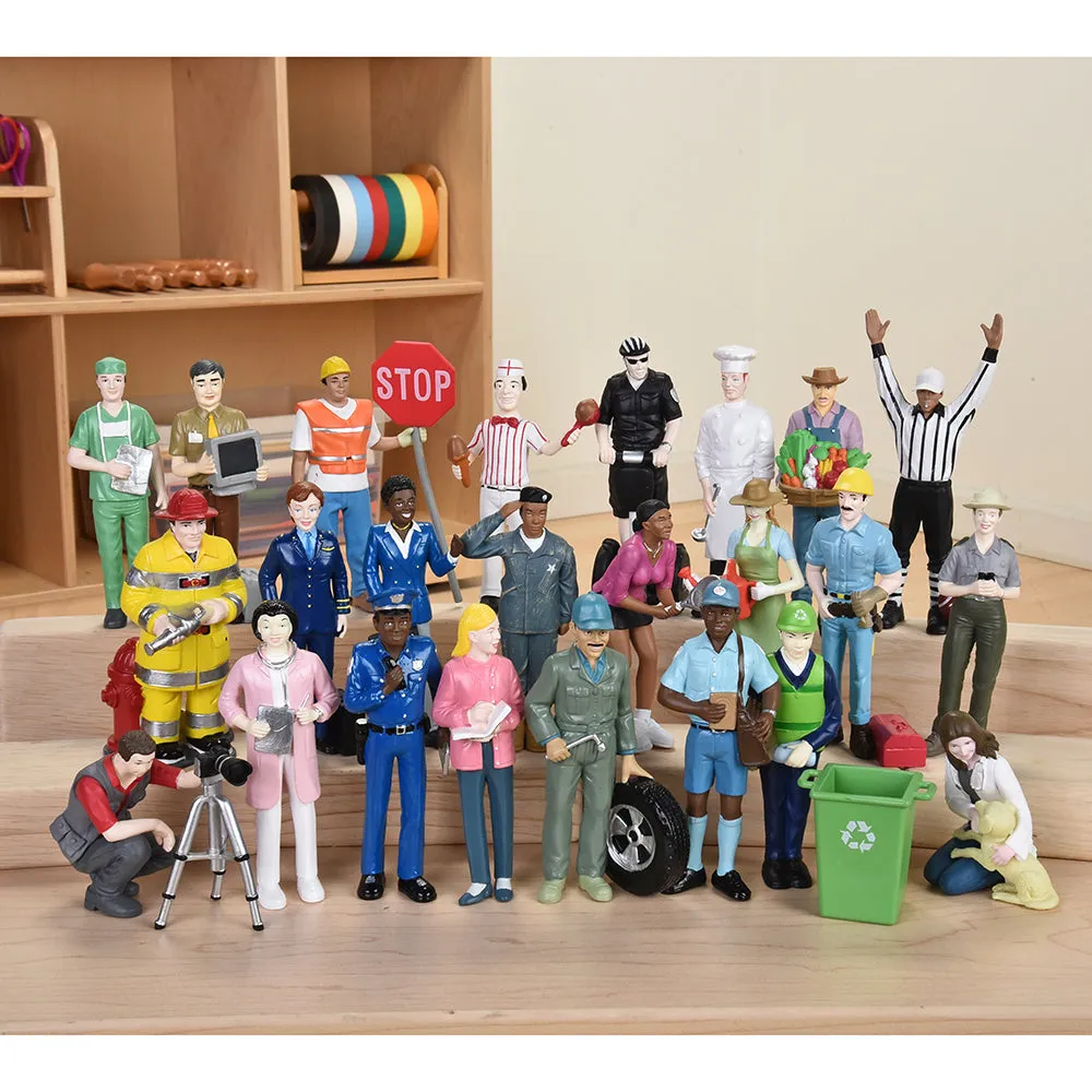 Multicultural Community Helpers Playset | 24 Career Figures for Block Play