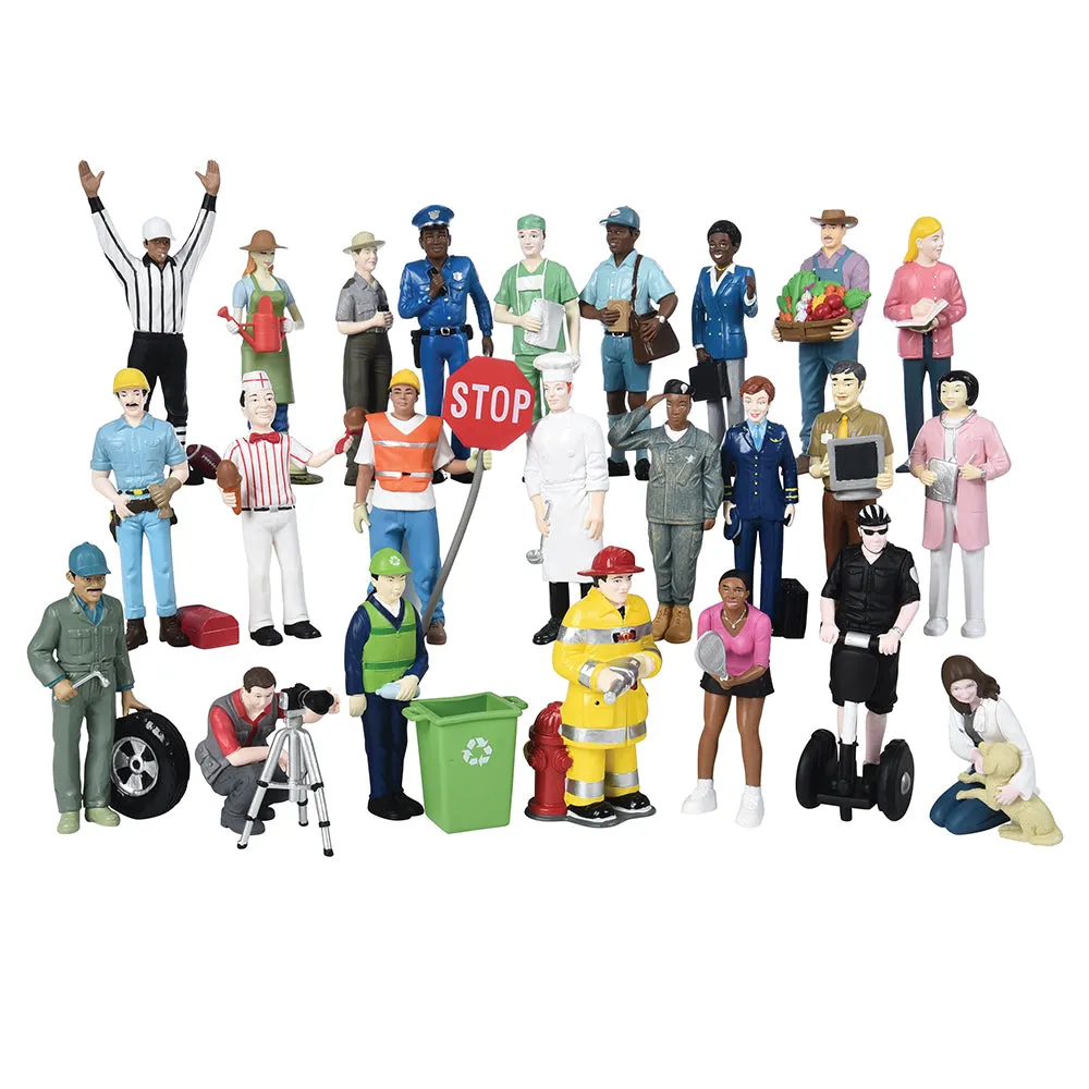 Multicultural Community Helpers Playset | 24 Career Figures for Block Play