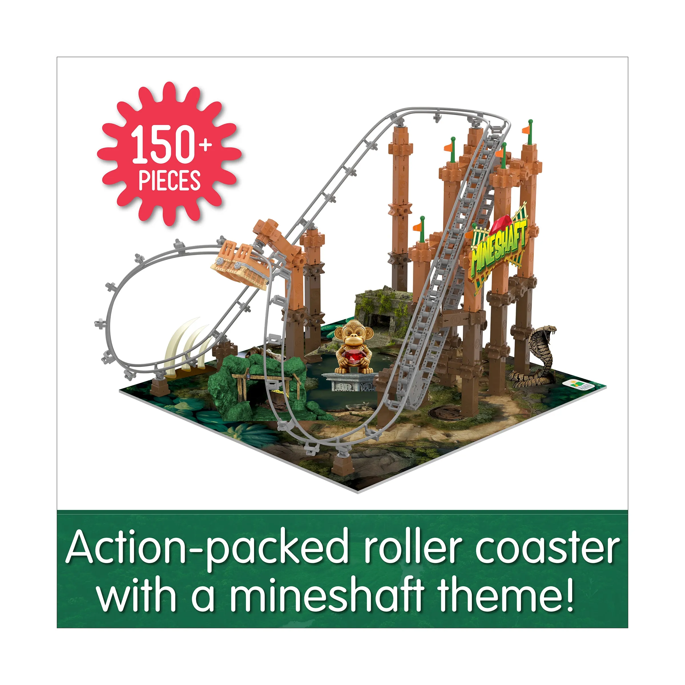 Techno Trax Mineshaft Roller Coaster Building Set - 150  Pieces