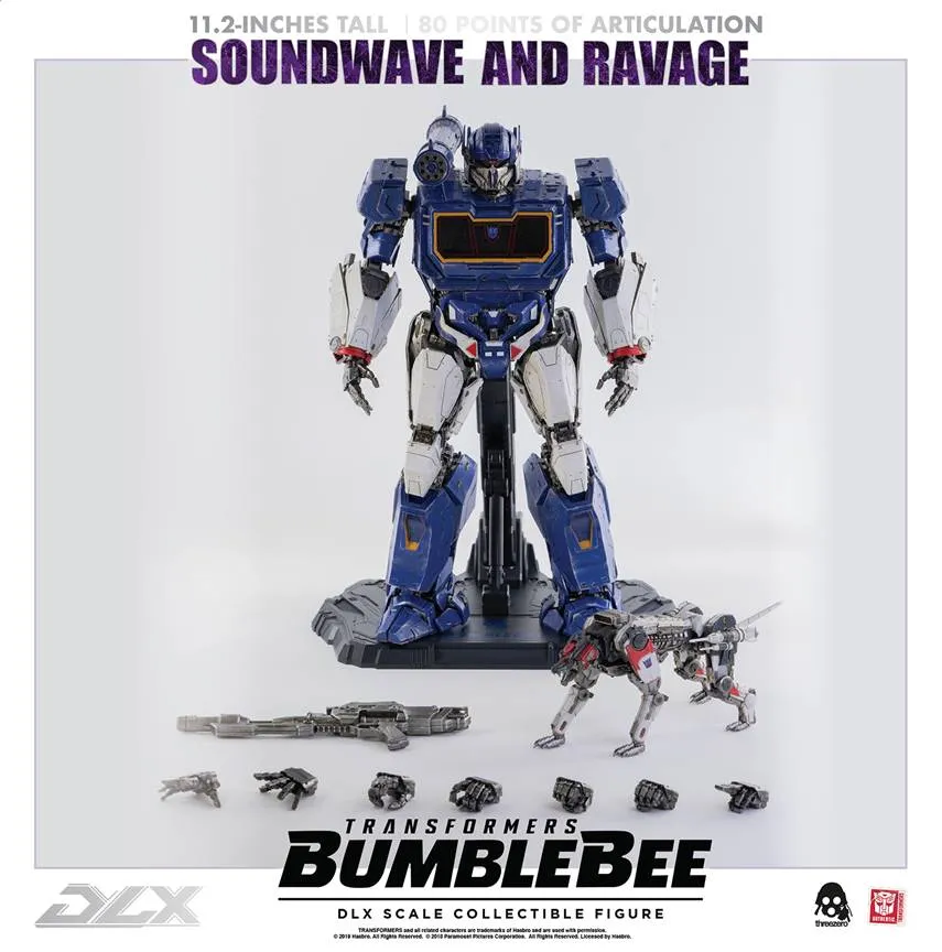 ThreeZero Transformers Bumblebee Movie Soundwave and Ravage DLX Scale Figure