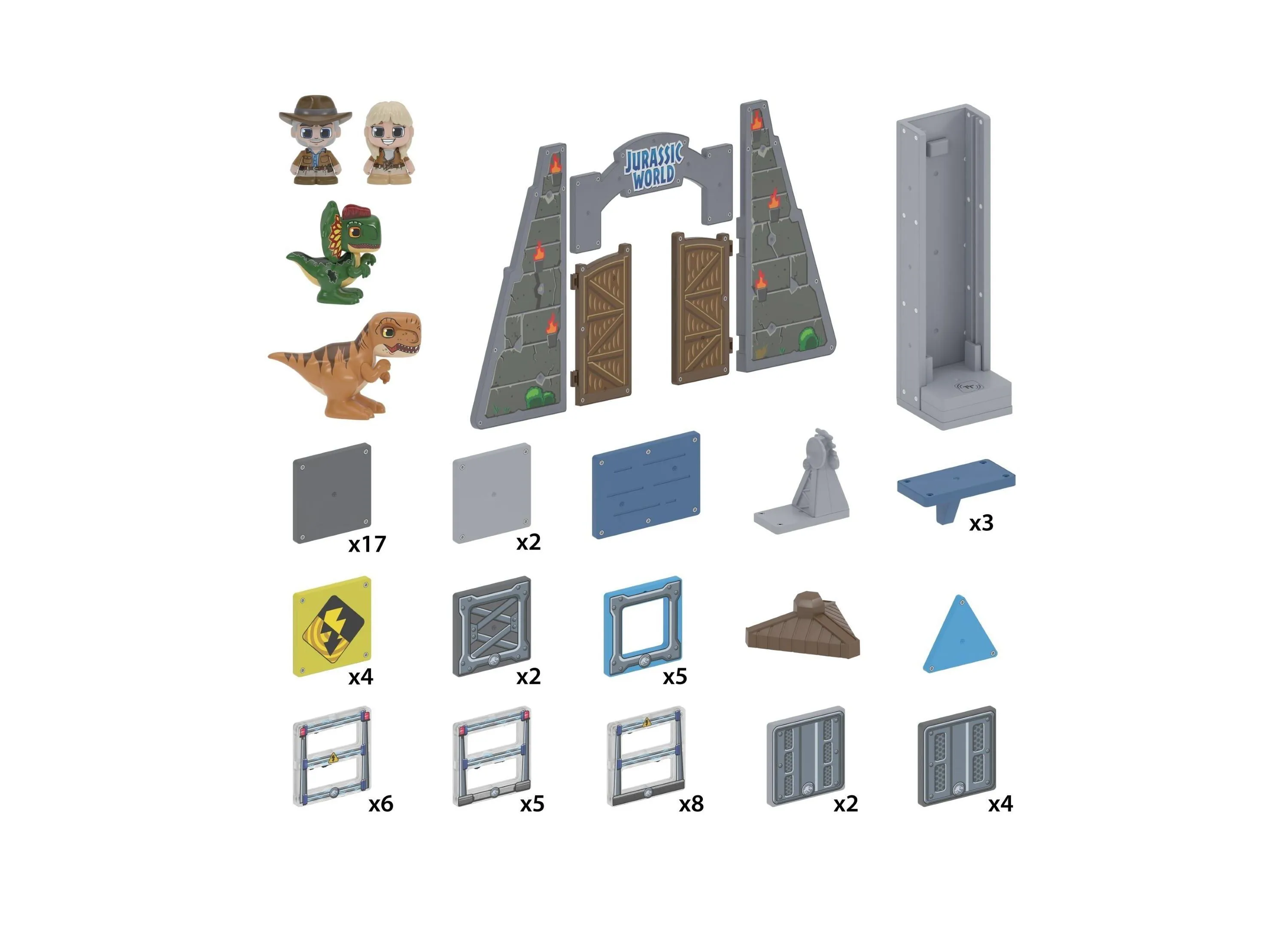 Tile Town Jurassic World Dino Escape Magnetic Tiles Playset, 69 Piece
