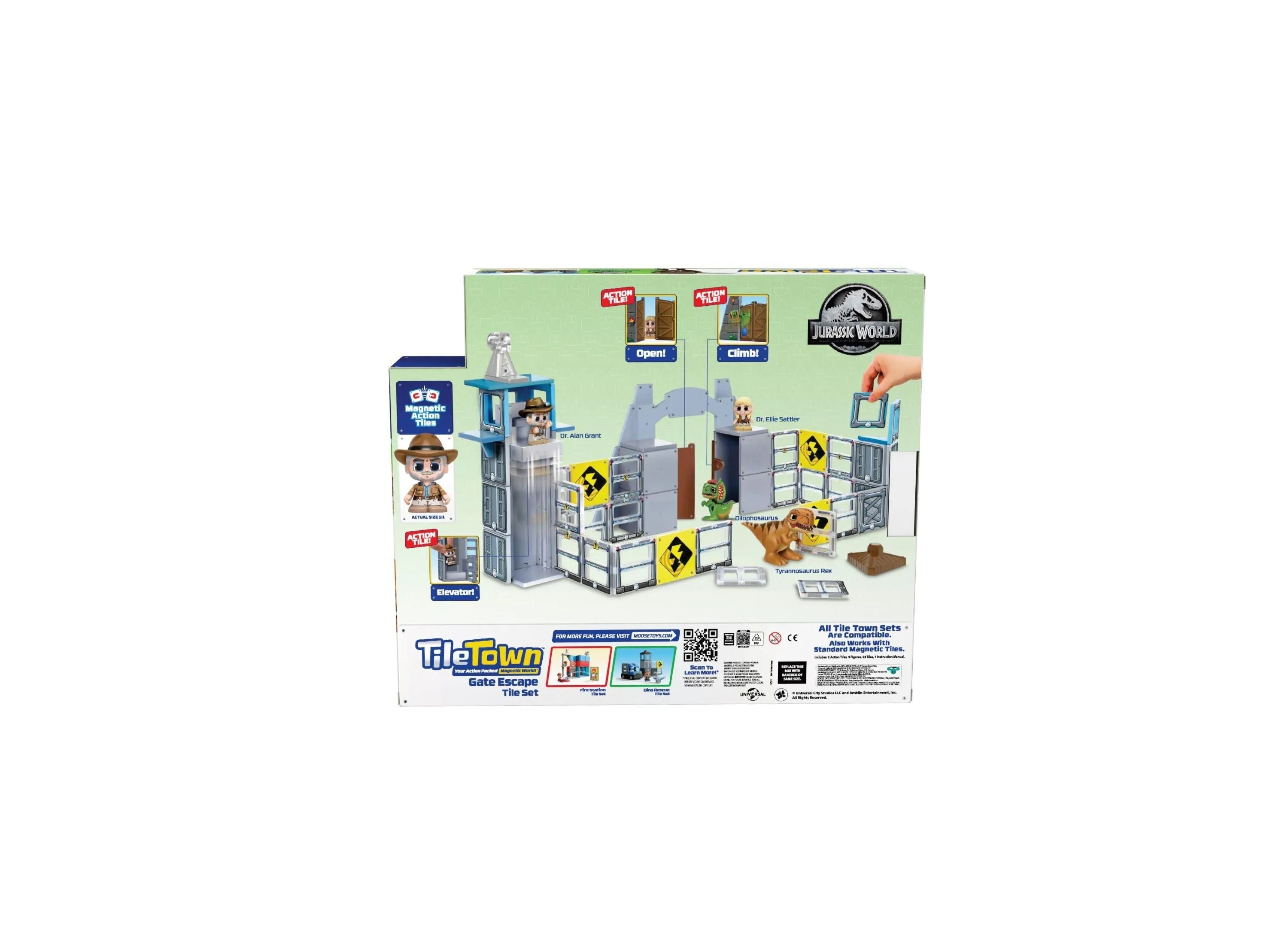 Tile Town Jurassic World Dino Escape Magnetic Tiles Playset, 69 Piece