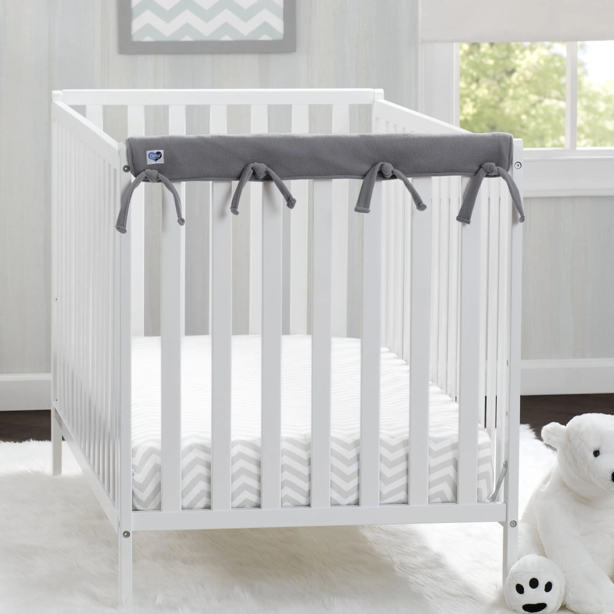 Waterproof Fleece Crib Rail Covers/Protectors for Short Side Rails, 2 Pack
