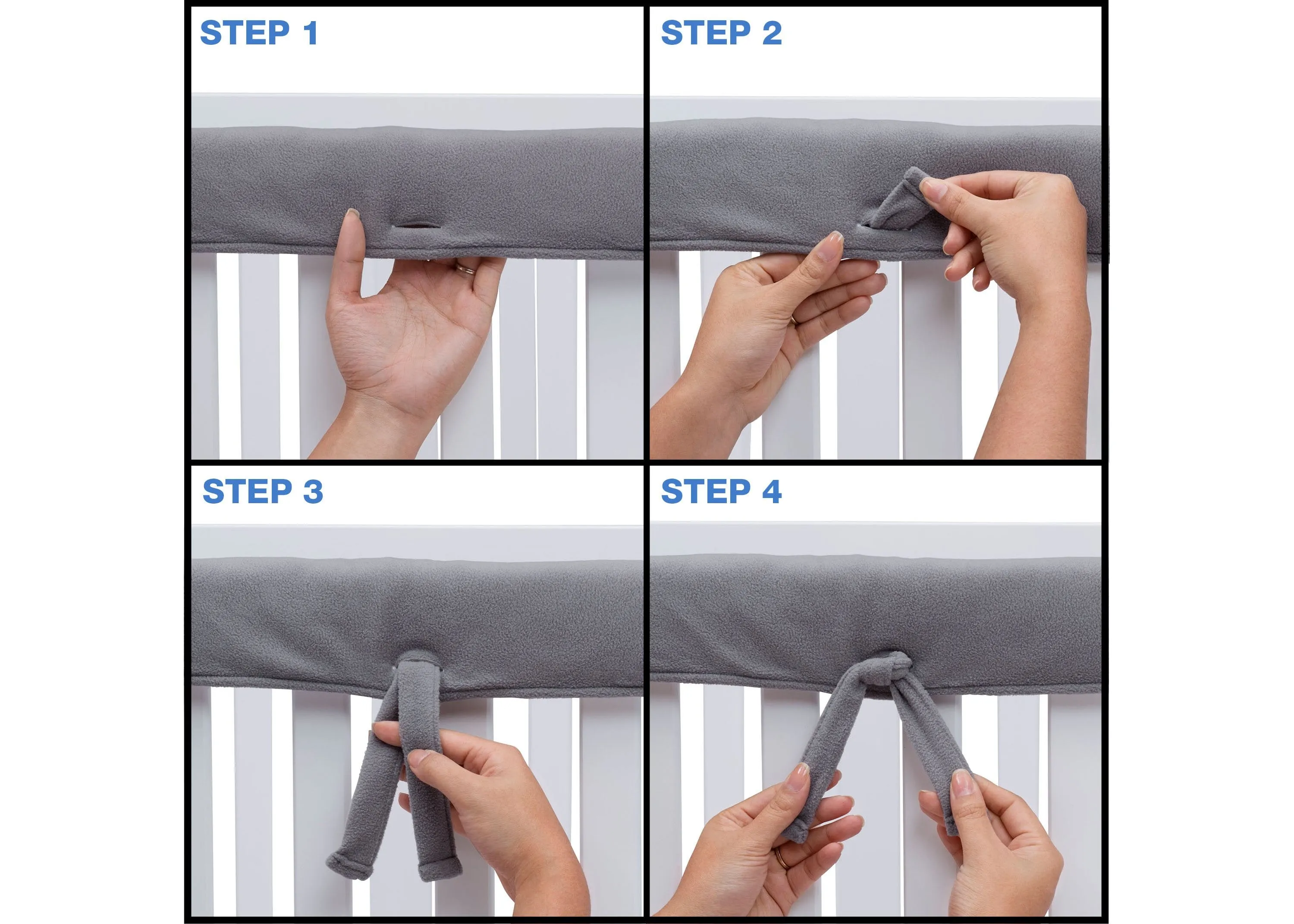 Waterproof Fleece Crib Rail Covers/Protectors for Short Side Rails, 2 Pack
