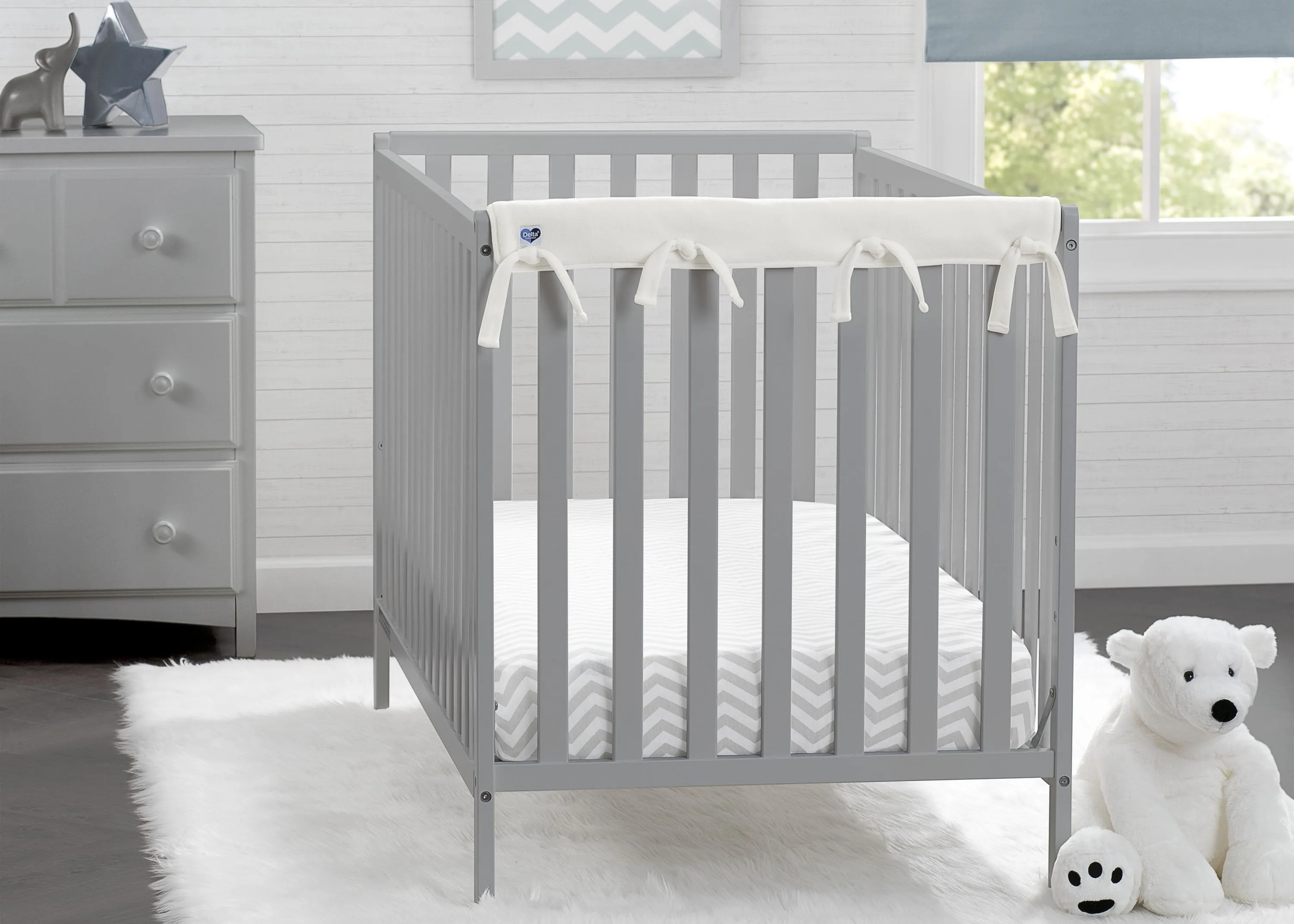 Waterproof Fleece Crib Rail Covers/Protectors for Short Side Rails, 2 Pack