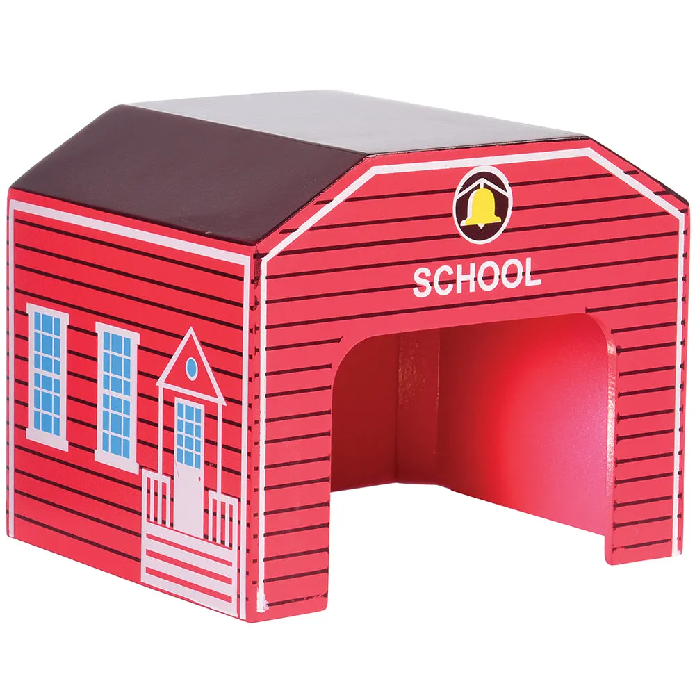 Wooden Community Buildings & Helicopter Set | 9-Piece Unit Blocks Play Set
